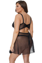 Load image into Gallery viewer, 24102 PLUS - Babydoll &amp; Thong - Black
