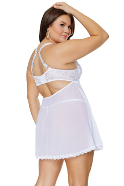 Collection of 24125 PLUS - Babydoll & G-String - White in a gallery layout