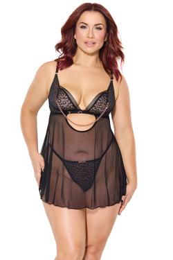 Collection of Feline Fatale Babydoll & G-String in a gallery layout