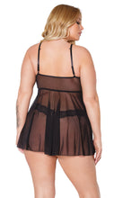 Load image into Gallery viewer, 22308 - Babydoll &amp; Thong Set - Black
