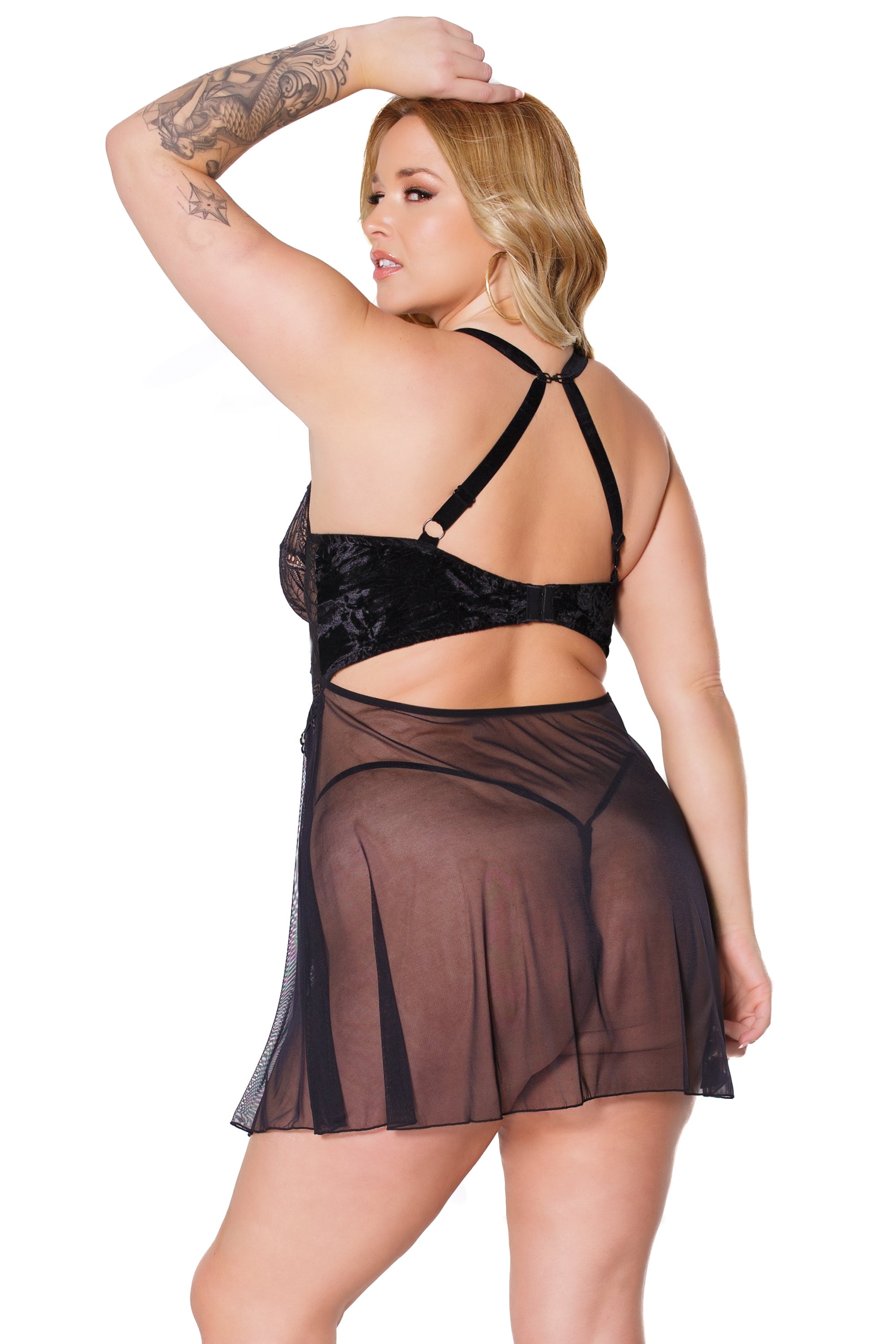 Collection of 22317 - Babydoll & G-String Set - Black in a gallery layout