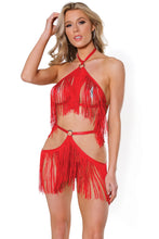 Load image into Gallery viewer, 22328 - Fringe Top &amp; Skirt Harness Set - Red - OS
