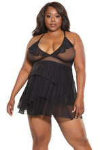 Load image into Gallery viewer, 23106X - Babydoll &amp; G-string - Black - OS/XL
