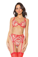 Load image into Gallery viewer, 23302 - Bra, Garter Belt &amp; G-String - Red
