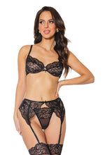 Load image into Gallery viewer, 23313 - Bra, Garter Belt &amp; Thong - Black
