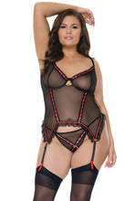 Load image into Gallery viewer, 24106 PLUS - Bustier &amp; G-String - Black
