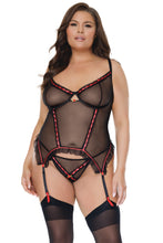 Load image into Gallery viewer, 24106 PLUS - Bustier &amp; G-String - Black

